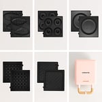 CREATE/STONE STUDIO/Appareil à croque-monsieur Rose pastel / 5 plaques interchangeables: Sandwich-grill, Gaufre, Taiyaki, Pancakes et Donuts, antiadhésif, ouverture à 100º, arrêt automatique, 600W
