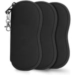 3-pack mjukt solglasögonfodral med blixtlås, bärbart neoprenfodral för glasögon