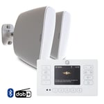 Q Acoustics White E120 Bluetooth & DAB+ Radio Garden Speaker System 2x Sonora