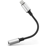 InLine® Lightning Audio Adapter Cable for iPad, iPhone, iPod, Silver/Black, 0.1 m