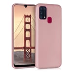 kwmobile TPU Case Compatible with Samsung Galaxy M31 - Case Soft Slim Smooth Flexible Protective Phone Cover - Metallic Rose Gold
