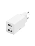 Deltaco USB wall charger 2x USB-A 2.4 A total 1