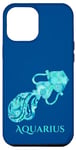 Coque pour iPhone 12 Pro Max Signe du zodiaque pour Verseau dans un motif fractal turquoise