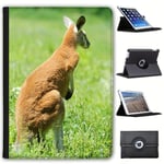 Fancy A Snuggle Kangaroo Ready To Jump Away In Field Faux Leather Case Cover/Folio for the New Apple iPad 9.7" (2018 Version)