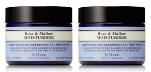 2 x Neals Yard Remedies - Rose & Mallow Moisturiser Cream 2025+ - 50g - FREE P&P