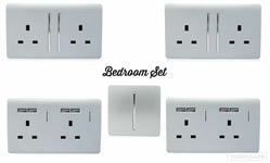 Trendi Switch Modern Glossy Switches/Sockets Bedroom Trade/Multi Buy Pack Silver