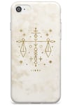 Libra Emblem - Solid Gold Marbled Slim Phone Case for iPhone 7 Plus TPU Protective Light Strong Cover with Marble Star Sign Constellation Sun Moon