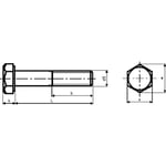 Stålbolt M16 x 110 mm, A4, DIN 931, sekskant, 25 stk.