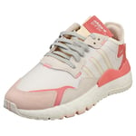 adidas Nite Jogger Womens White Pink Fashion Trainers - 8 UK