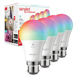 Sengled Smart Bulb Wi-Fi Multicolor A60 B22, Alexa Light Bulb Bayonet, WiFi Bulb Works with Google Home Assistant, Dimmable LED Bulb, Remote Control, Smart Light Bulb 7.8W, 806LM, 4 Pack, W21-U33W4P