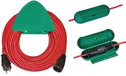 BRENNENSTUHL Rallonge Rouge 40m de câble, avec Support Mural Vert et Safe Box, Fabrication Française 1167541
