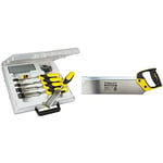 Stanley 516421 Dynagrip Chisel and Strike Cap Set with Access (5 Pieces) & Stanley 217202 14-inch 350mm FatMax Tenon/Back Saw 13tpi