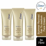 3pk Dove DermaSpa Face Cream Natural Bronze Glow SummerRevived FairtoMedium,75ml