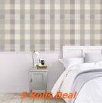 5 x Arthouse Country Tartan Check Stripe Grey Beige Wallpaper 901902