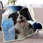 GermYan Pet Dog Sherpa Blanket On Bed 3D Border Collie Throw Blanket Animal Bedspread Day And Night Sky Scenery Sofa Cover 150 * 200Cm