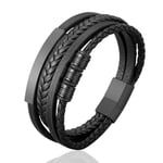 Rostfritt stål berlock äkta läderarmband för män Magne