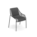EMU - Heaven Chair, Black, Cushion: Dark Grey - Svart - Balkong- och caféstolar