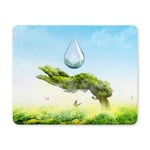 Fantasy Tree with Butterfly and Water Drop Life Symbol Earth Day Rectangle Non-Slip Rubber Mousepad Mouse Pads/Mouse Mats Case Cover for Office Home Woman Man Employee Boss Work