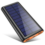kilponen Solar Power Bank, 26800mAh Portable Charger High Capacity Fast Charge External Battery Pack Portable Phone Charger with Dual USB Output for Smart Phones Tablets and More Orange