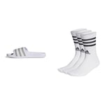 adidas Unisex Adilette Aqua Slides Unisex 3 Stripes Crew Socks