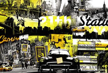 Papier Peint poster panoramique NYC EN JAUNE 4 x 2,70 m | Déco et photo murale XXL Qualité HD Scenolia