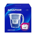 Water Filter Jug AQUAPHOR Amethyst Fridge door fit, 3x Maxfor+ Cartridges White
