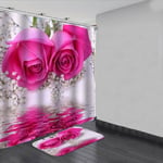 Printing Pedestal Rug Bath Mat Set Waterproof Shower Curtain Bat Black 150x180 And