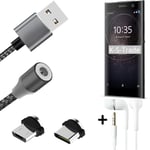 Data charging cable for + headphones Sony Xperia XA2 + USB type C a. Micro-USB a
