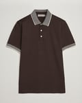 Canali Contrast Collar Short Sleeve Polo Dark Brown