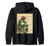 Cottagecore Music Aesthetic Frog Play With Violin Victorian Zip Hoodie