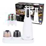 Adler AD 4449w Set med 3 kryddkvarnar pepparkvarn saltkar peppar shaker elektrisk USB -C 1500 mAh