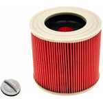 Vhbw - Filtre à cartouche compatible avec Kärcher WD3P Extension Kit, wd 3 Premium aspirateur à sec ou humide - Filtre plissé, rouge