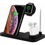 BISBISOUS Chargeur sans fil 4 en 1, station de charge réglable pliable pour iPhone, Samsung, Apple Watch, crayon, Airpods (noir) Bisbisous