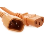 3m Power Extension Cable IEC Kettle Male to Female UPS Lead C13 - C14 Orange