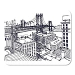 Mousepad Computer Notepad Office Scene Street Ink Line Sketch New York City Brooklyn Manhattan with Buildings Home School Game Player Computer Worker Inch