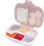 SQINAA Portable Pill Organizer, 8 Compartments Travel Pill Organizer Daily Pill Case, Moisture Proof Small Pill Box to Hold Vitamins, Cod Liver Oil, Supplements,Pink