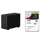 Synology DS218play 2 Bay Desktop NAS Enclosure - Bundled with 2 x 10TB Seagate IronWolf Pro NAS HDDs