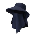 2020 New Male Outdoor Riding Sun hat Female Summer Breathable Covering her face UV Large Brimmed Sun Protective Cap (Color : Sapphire, Size : OneSize)