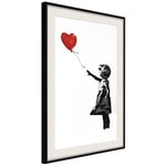 Plakat - Banksy: Girl with Balloon - 40 x 60 cm - Sort ramme med passepartout