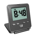 Digital Travel Alarm Clock - No Bells, No Whistles, Simple, Silent, Battery Operated, Alarm, Snooze, Small and Light, Folding, ON/OFF Switch, USA Top Selling for 2+ Years! Black