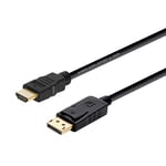 AISENS A125-0364 Câble convertisseur displayport vers HDMI, dp mâle vers HDMI mâle Noir 2,0 m