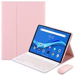 SsHhUu Keyboard Case with Mouse for Lenovo Tab P11 11-inch Full HD Tablet 2020 Release (Model: TB-J606F TB-J606X), Lightweight Slim Cover with Detachable Wireless Keyboard and Bluetooth Mice, Pink