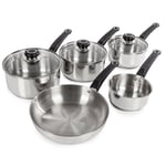 Morphy Richards 5 Piece Pan Set Stainless Steel with Glass Lids Equip 970002