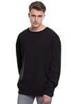 Urban Classics Men's Oversized Open Edge Crew Sweatshirt Pullover, Black, L UK