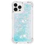 SKALO iPhone 15 Pro Juoksuhiekka Glitter Sydämet TPU kuori - Turkoosi