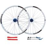 L.BAN MTB Bike Wheel Set 26 Inch Disc Brake Cycling Double Wall Alloy Wheel QR For Cassette Lift Bike 7-10 Speed 32H,White