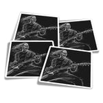 4x Square Stickers 10 cm - Rock Guitar Art Band Music Musician  #24117