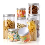 Topmener Storage Jars Plastic Jars with Lids Kitchen Food Storage Jars Containers Airtight with Labels for Dry Food Tea Coffee Sugar. 8 Pack (1000ml 500ml 350ml 200ml) - Reusable