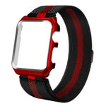 Apple Watch 42mm milanese rostfritt stål armband med skyddsram - Svart/ Röd