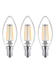 Philips LED-glödlampa Classic Candle 4,3W/827 (40W) Clear 3-pack E14